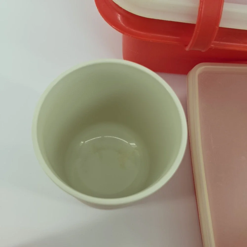 Tupperware Red Pack N Carry Lunch Box Set Made in USA 70s Vintage